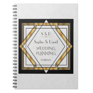 Caderno Espiral Excelente Gatsby Dourado Planeador de Casamento em