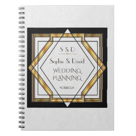 Caderno Espiral Excelente Gatsby Dourado White Art Deco Planner de