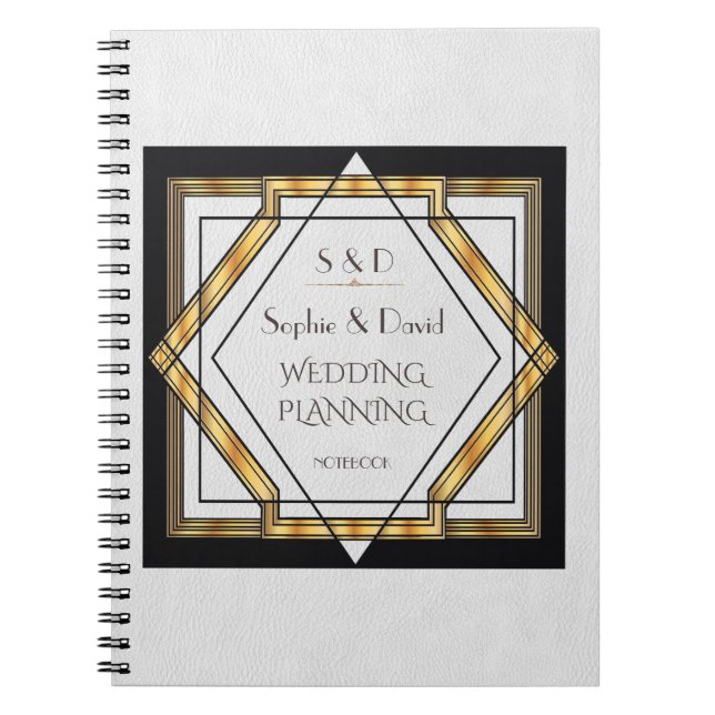 Caderno Espiral Excelente Gatsby Dourado White Art Deco Planner de (Frente)