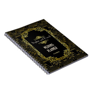 Caderno Espiral Excelente Negro e Dourado Gatsby Art Deco Planner