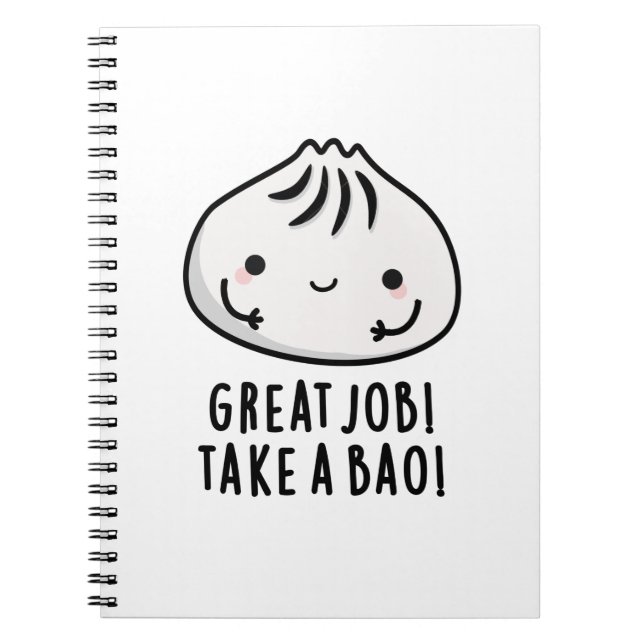 Caderno Espiral Excelente Trabalha Com Um Bao Funny Dimsum Pun (Frente)