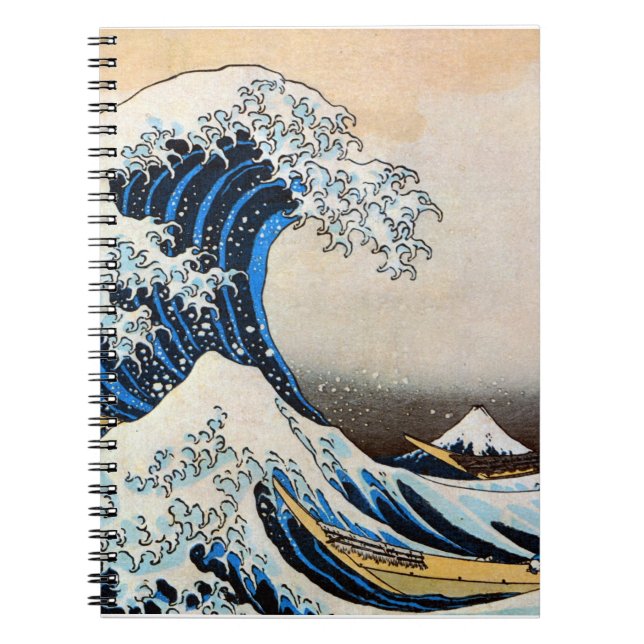 Caderno Espiral Excelente Wave, Hokusai, Ukiyo-e (Frente)