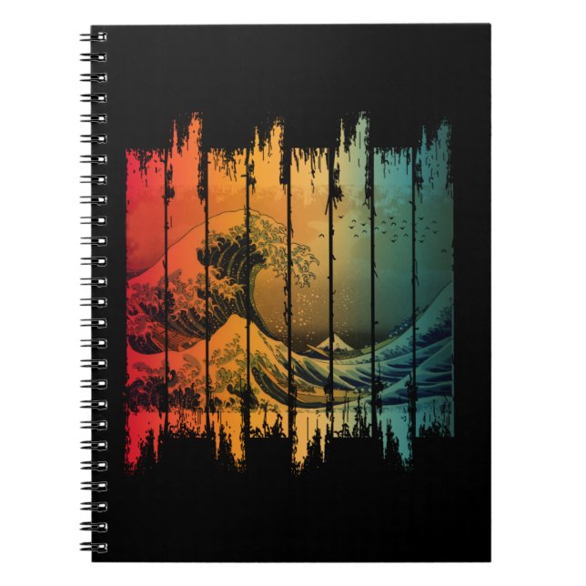 CADERNO ESPIRAL EXCELENTE WAVE VINTAGE SUNSET KANAGAWA (Frente)