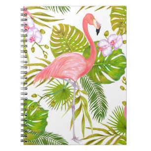 Caderno Espiral Exemplo de marcador de aquarela do flamingo bi ros