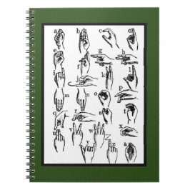 Caderno Espiral Exemplos do linguagem gestual do ASL