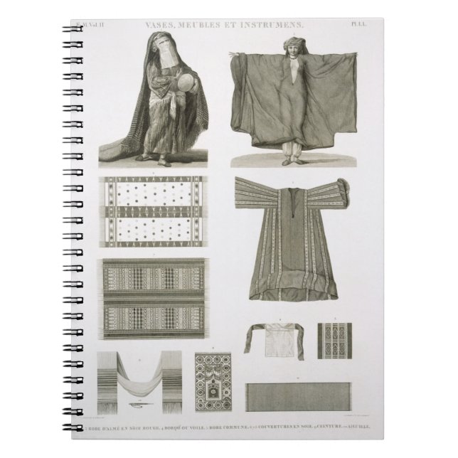 Caderno Espiral Exemplos dos trajes de seda e egípcios, 'de Desc (Frente)