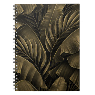 Caderno Espiral Exótico tropical: Natureza Ouro Grunge