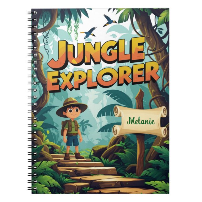 Caderno Espiral Explorador da Selva – Aventura Personalizada (Frente)