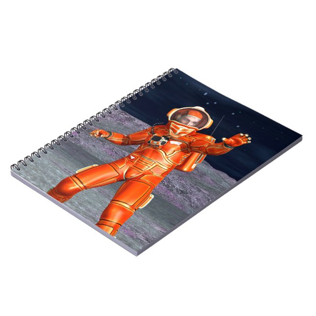 Caderno Espiral Explorador de Marte Astronauta Planeta Alien Arte  (Left Side)