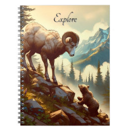 Caderno Espiral Explore Bighorn Sheep Grizzly Cub Mountain
