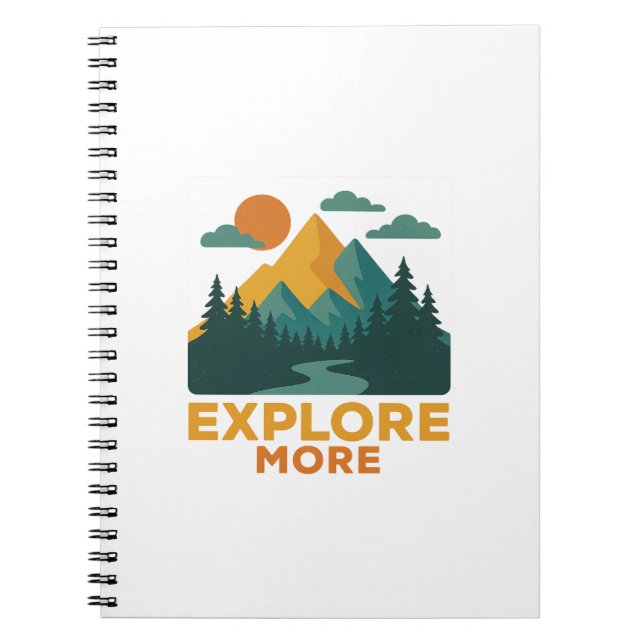 Caderno Espiral Explore mais - Retro Mountain & Forest Adventure (Frente)