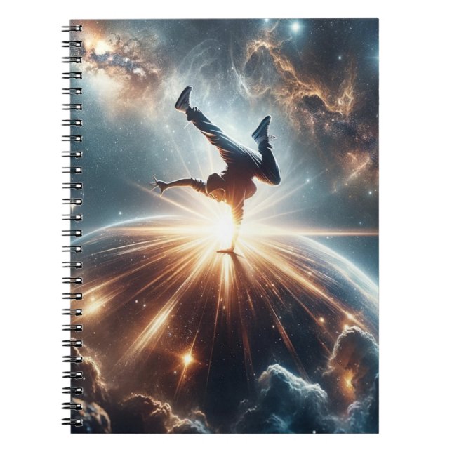 Caderno Espiral Explosão Galáctica de Breakdance em Espaços Profun (Frente)