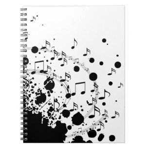 Caderno Espiral Explosão musical legal em preto e branco