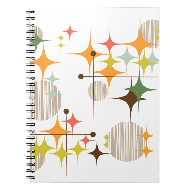 Caderno Espiral Explosões Estelares e Globos Moderno de Meados do  (Frente)