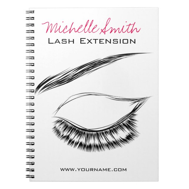 Caderno Espiral Extensão de Lash de Mascara Raqueta Olhos (Frente)