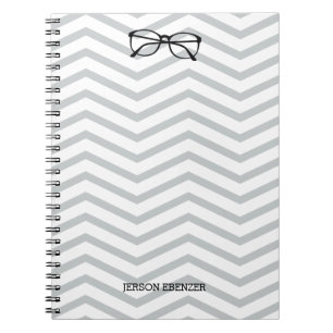 Caderno Espiral Eyeglass Nerdy que lê Chevron masculino