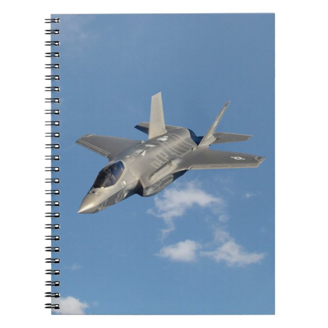 Caderno Espiral F-35 Relâmpago II Pantera Jato no Céu (Frente)