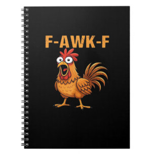 Caderno Espiral F-Awk-F Galinha F-Caw-F Galo Engraçado Humor Meme