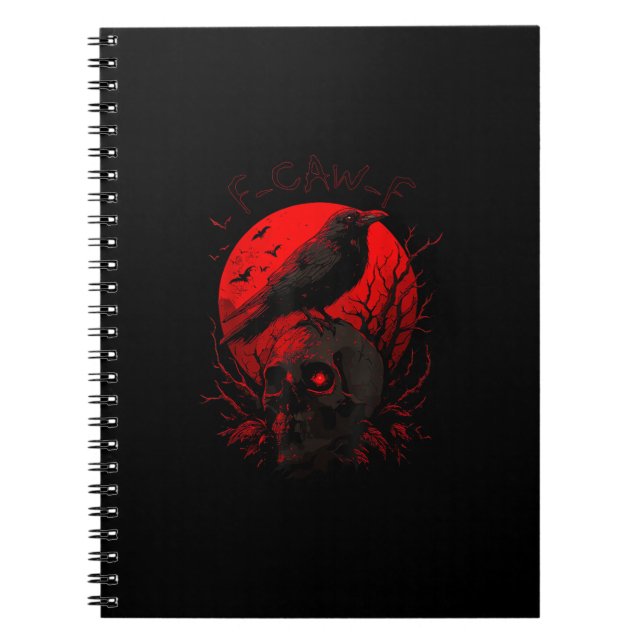 Caderno Espiral F-Caw-F Crow Funny Bird Red Moon Gothic (Frente)