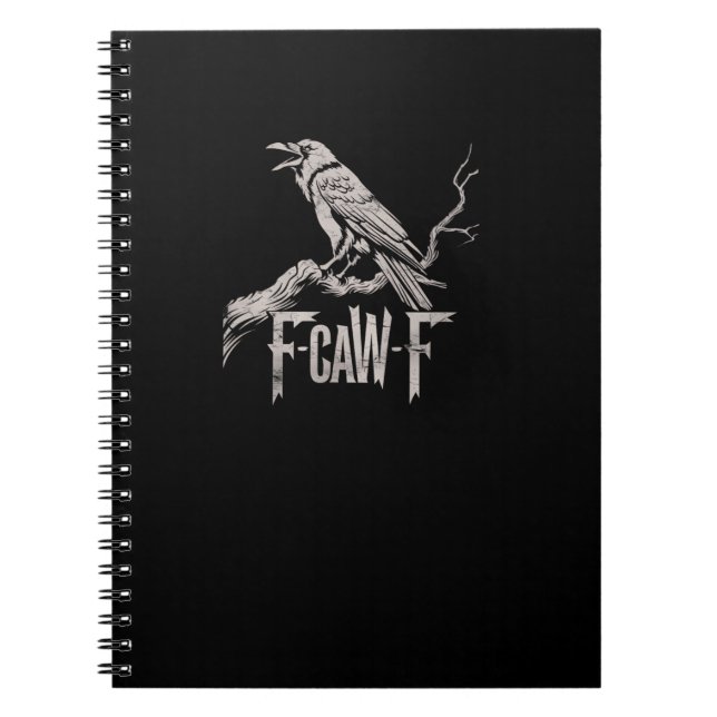 Caderno Espiral F-Caw-F Crow Pun Funny Bird Cawing Grunge Back Tri (Frente)