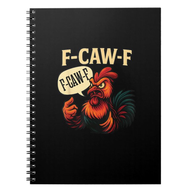 Caderno Espiral F Caw F Funny Angry Rooster Graphic Retro Style (Frente)