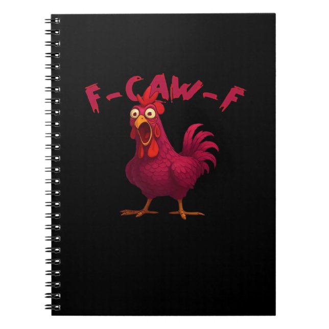 Caderno Espiral F Caw F Funny Chicken Humor Creative Casual Style (Frente)