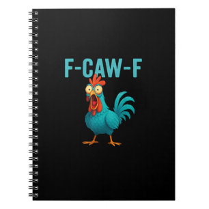 Caderno Espiral F-Caw-F Galo Engraçado Humor de Frango Pássaro