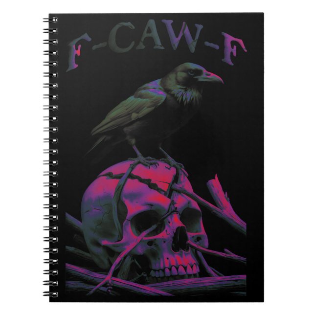 Caderno Espiral F-Caw-F Pássaro Negro Engraçado (Frente)
