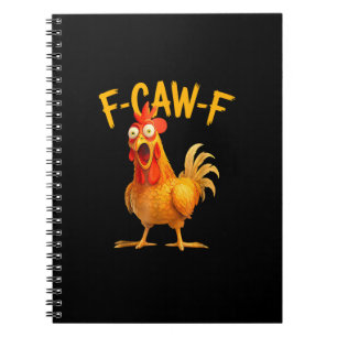 Caderno Espiral F-Caw-F Trocadilho Galo Frango Cacarejando Grunge