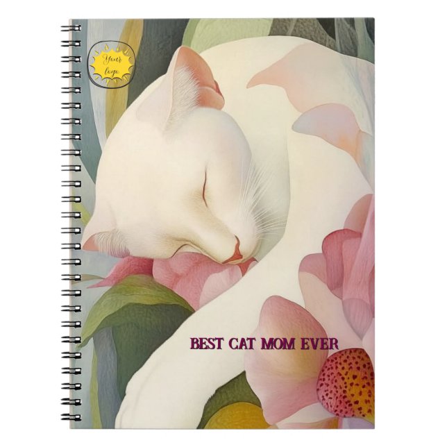 Caderno Espiral Fã de gatos Mãe Foto laranja (Frente)