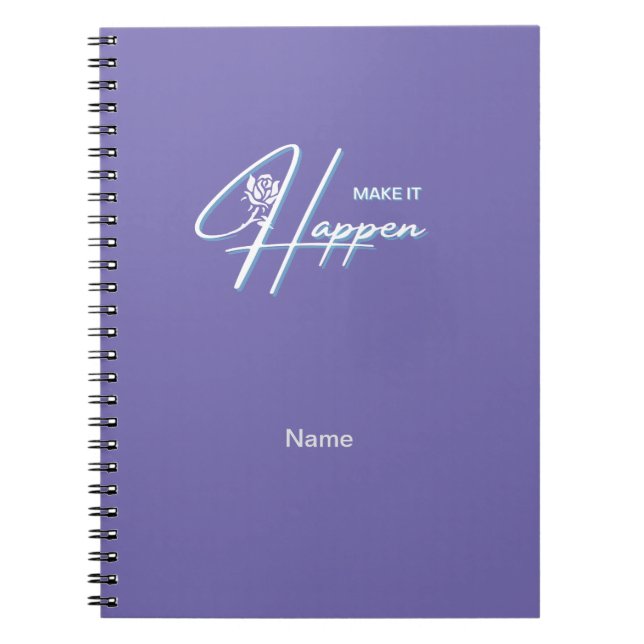 Caderno Espiral Faça acontecer Design de citação motivacional (Frente)