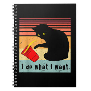 Caderno Espiral Faça o que eu quero, Vintage Black Cat Red Cup Eng