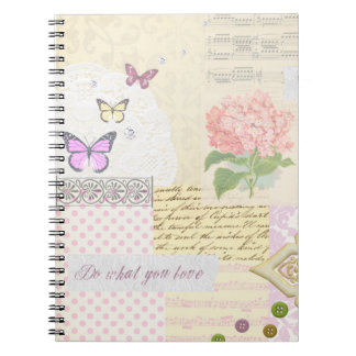 Caderno Espiral Faça o que você ama - colagem cor-de-rosa & de