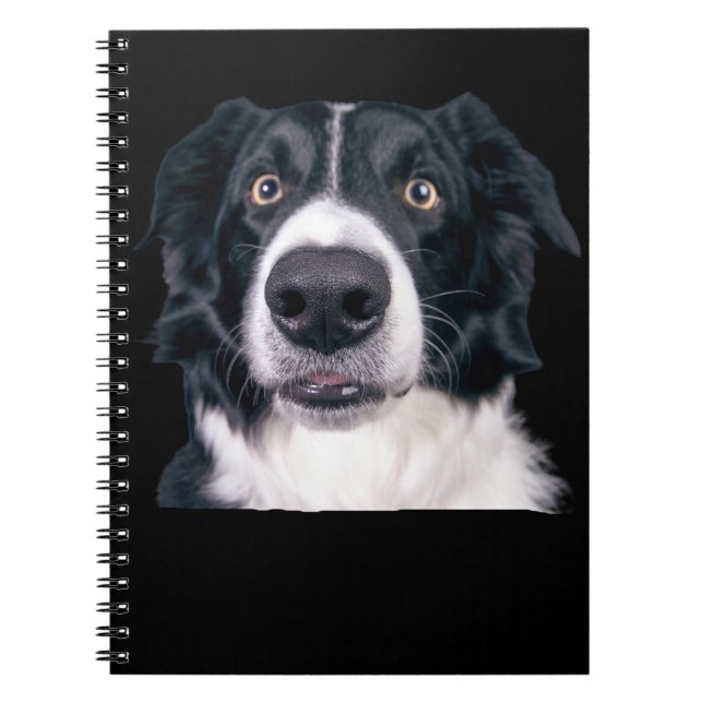 Caderno Espiral Face de Cachorro Preto e Branco (Frente)