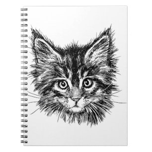 Caderno Espiral Face de Kitten Preta e Branca