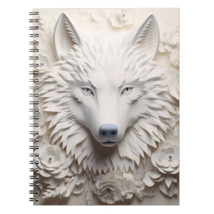 Caderno Espiral Face do Lobo Branco 3D