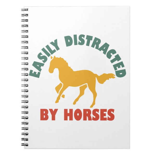 Caderno Espiral Fácil Distração Por Cavalos (Frente)