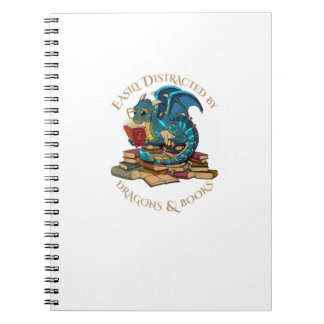 Caderno Espiral Fácil Distração Por Dragões E Livros Oferecidos Ne