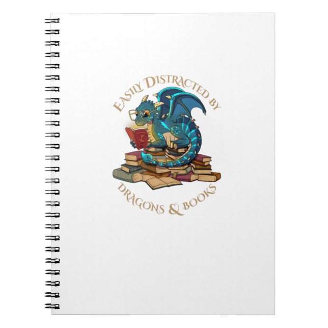 Caderno Espiral Fácil Distração Por Dragões E Livros Oferecidos Ne (Frente)