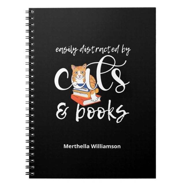 CADERNO ESPIRAL FÁCIL DISTRIBUIÇÃO POR GATOS E LIVROS (Frente)