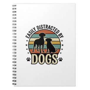 Caderno Espiral Facilmente Distraído por Cães Desenho Silhueta Vin