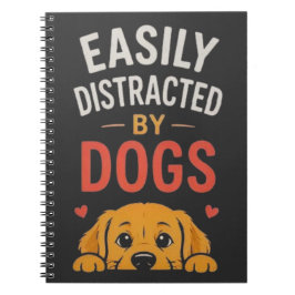 Caderno Espiral Facilmente Distraído Por Cães Design Divertido Par