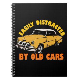 Caderno Espiral Facilmente Distraído Por Carros Antigos