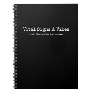 Caderno Espiral Faculdade de Estudante de Enfermagem Preta Minimal