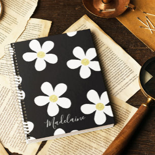 Caderno Espiral Faculdade Dourada de Padrão Simples de Margarida