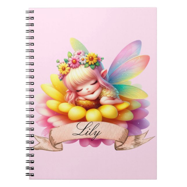 Caderno Espiral Fada Adormecida Sonhos Doces Florais Caprichosos F (Frente)
