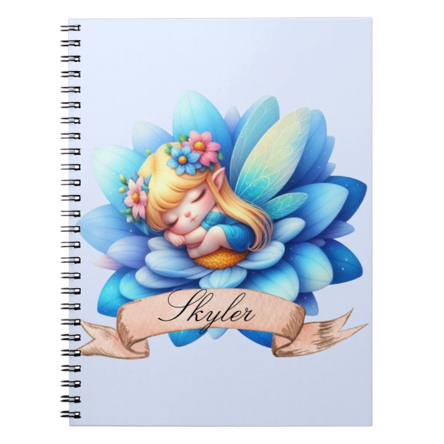 Caderno Espiral Fada Adormecida Sonhos Doces Florais Caprichosos F (Frente)