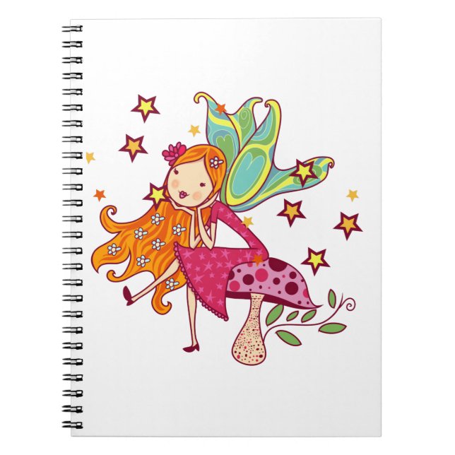 Caderno Espiral Fada de Jardim do Cogumelo (Frente)