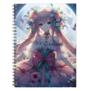 Caderno Espiral Fada de Lua de Flor de Animação