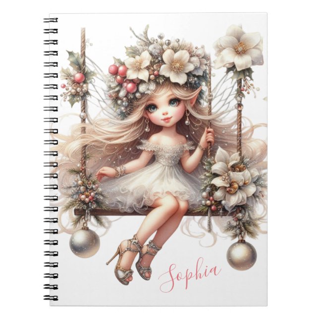 Caderno Espiral Fada de Natal Branca (Frente)